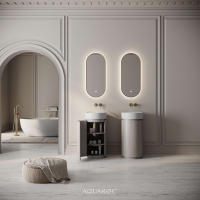 Rotunda Vanity Unit & Stone Basin 420mm Sabbia Grigio Oak